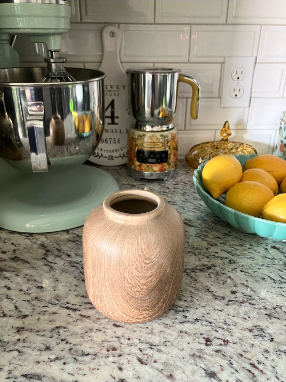 Small Ceramic Wood Looking Vase